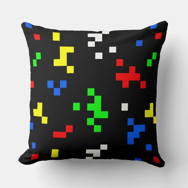 Retro 8 Bit Video Game Graphics Pattern Throw Pillow (Front)