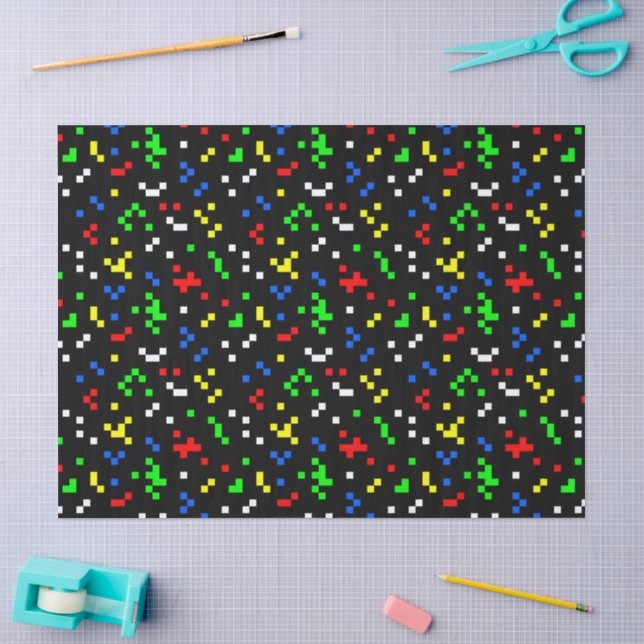 Retro 8 Bit Video Game Graphics Pattern Tissue Paper (Craft)