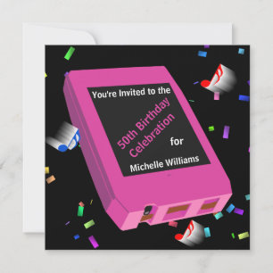 Retro 8-Track 50th Birthday Invitation