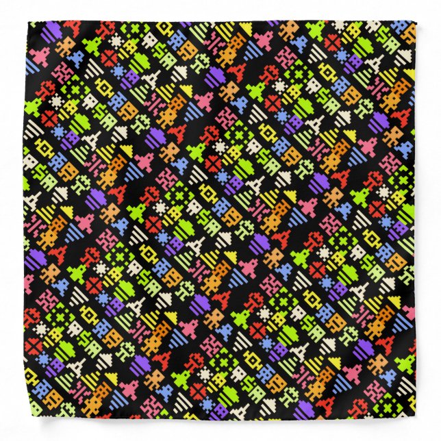 Retro 8bit Pixel Arcade Gamer Bandana (Front)
