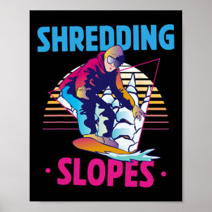Retro 90s 80s Snowboard Shredding Slopes Snowboard Poster