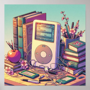 Retro 90s Anime iPod, Books, Pens & Pencils Poster