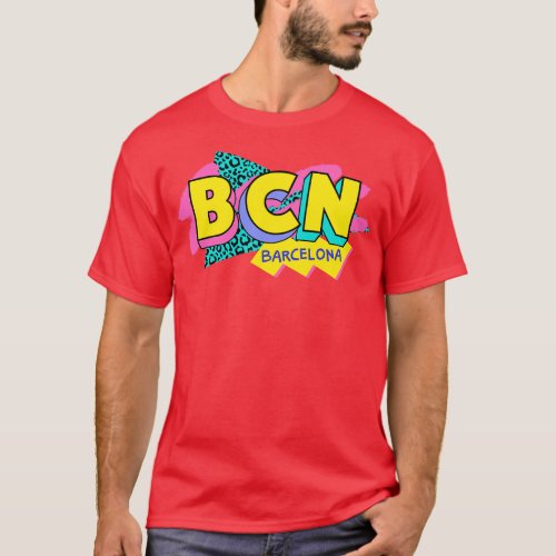 Retro 90s Barcelona BCN Rad Memphis Style 90s Vibe T_Shirt