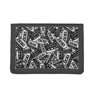 Retro 90s Cassette Tape Pattern Tri-fold Wallet