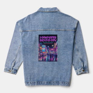 Retro 90s City Pop Night: Neon Tokyo & Osaka Rain  Denim Jacket