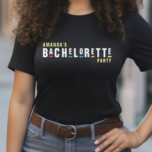 Retro 90s Colorful Bachelorette Party Black T-Shirt