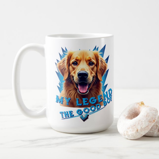 Retro 90s Golden Retriever Mascot Custom Gifts Coffee Mug (With Donut)