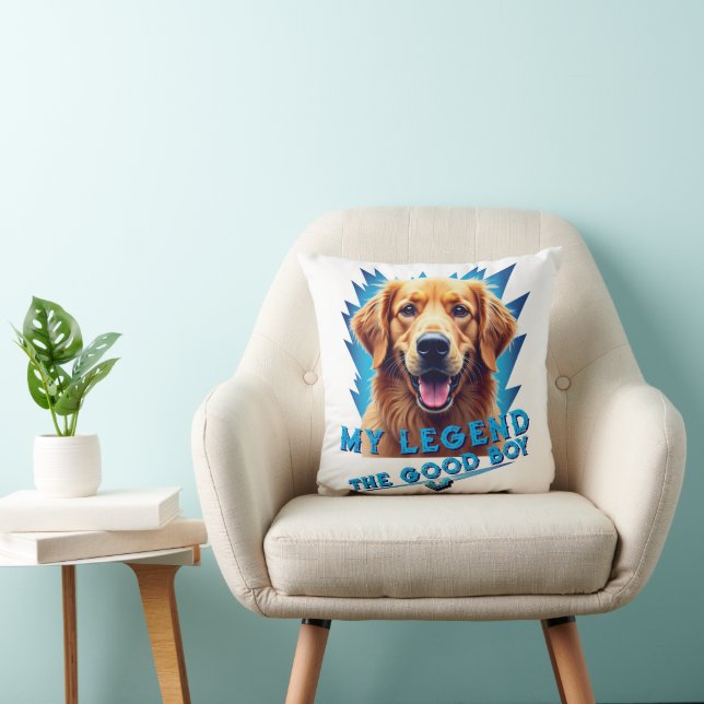 Retro 90s Golden Retriever Mascot Custom Gifts Throw Pillow (Chair)