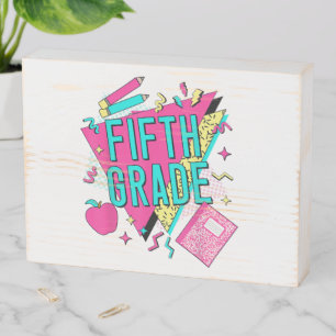 Retro 90s Grade Teacher Back to School Wooden Box Sign