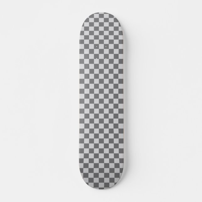 Retro 90s Gray Checkered Pattern Checkerboard Skateboard (Front)