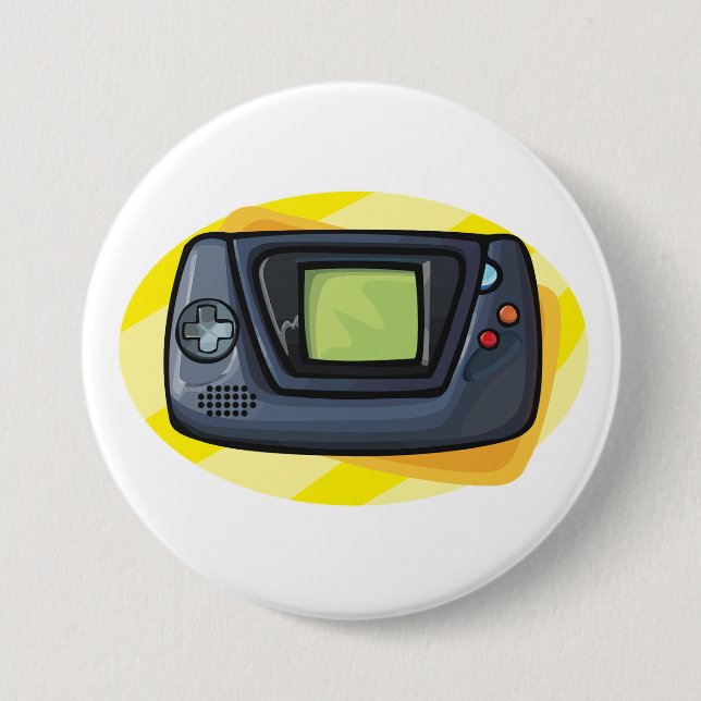 Retro 90s Handheld Game Console Gamer Button (Front)
