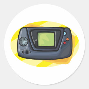 Retro 90s Handheld Game Console Gamer Classic Round Sticker