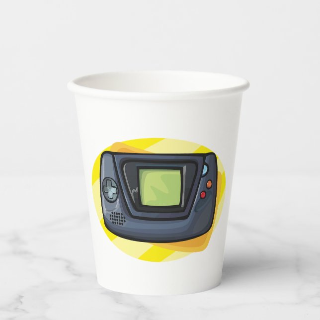 Retro 90s Handheld Game Console Gamer Paper Cups (Front)