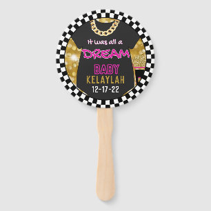 Retro 90s Hip Hop Baby GIRL Shower Photo Prop Hand Fan