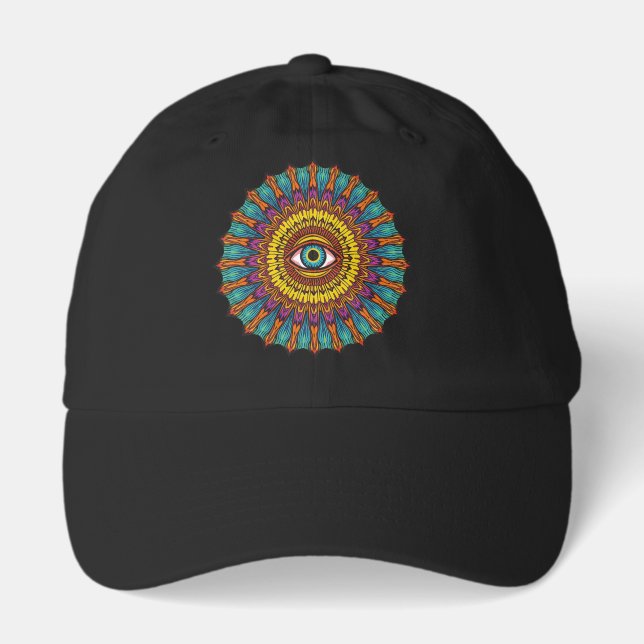 Retro 90s Mandala Third Eye | Psychedelic Graphic Hat (Front)