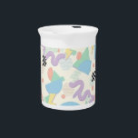 Retro 90s Memphis Aesthetic Pattern Latte Mug Beverage Pitcher<br><div class="desc">This retro, 90s, memphis, and geometric aesthetic, pattern, mug features a playful mix of pastels, and bold shapes. With lightning, bolts, and checkers and lavender squiggles, and teal triangles, it captures a perfect vintage, 80s, and 90s nostalgic, vibe. Ideal for funky, home, and office decor or a unique gift for...</div>