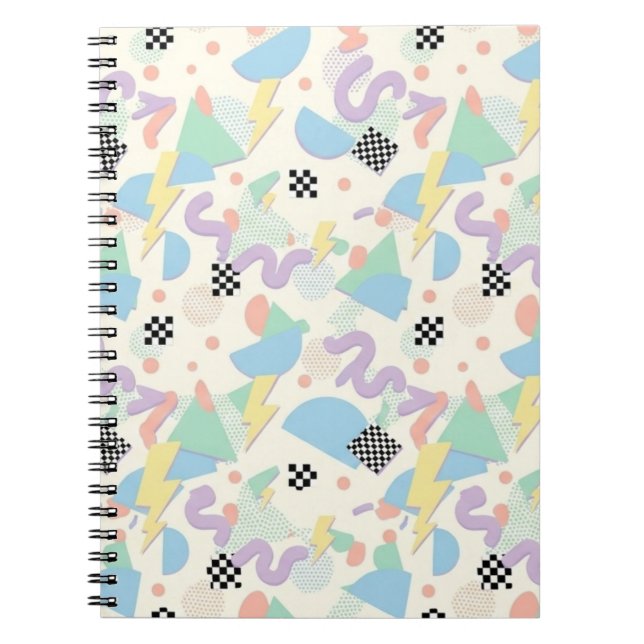 Retro 90s Memphis Aesthetic Pattern Notebook (Front)
