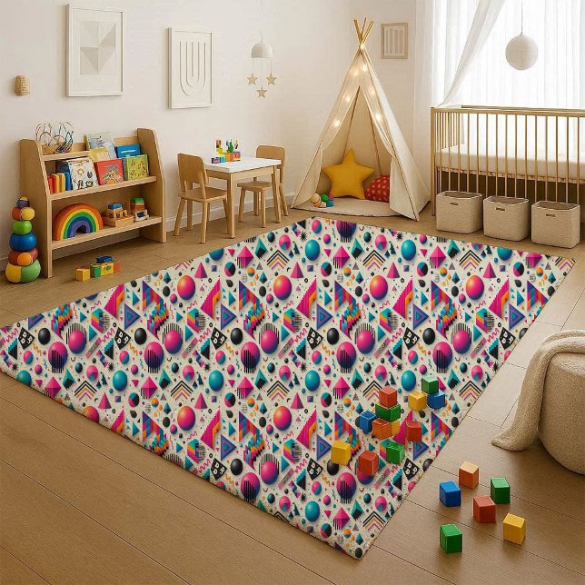 Retro 90s Memphis Geometric Neon Bold Area Rug (Retro 90s Memphis Geometric Neon Bold Area Rug)