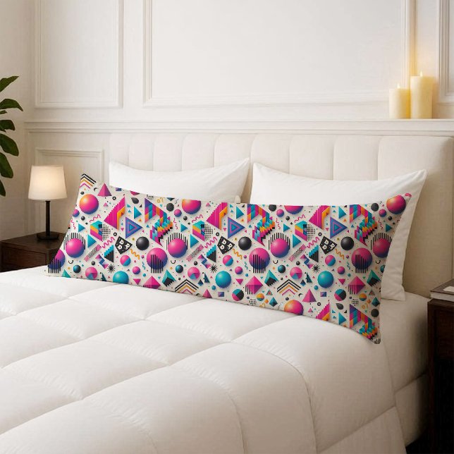 Retro 90s Memphis Geometric Neon Bold Body Pillow (Retro 90s Memphis Geometric Neon Bold Body Pillow)