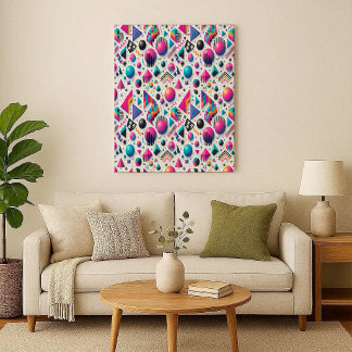 Retro 90s Memphis Geometric Neon Bold Canvas Print