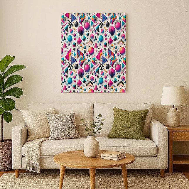 Retro 90s Memphis Geometric Neon Bold Canvas Print (Retro 90s Memphis Geometric Neon Bold Canvas Print)