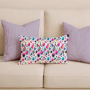 Retro 90s Memphis Geometric Neon Bold Lumbar Pillo Pillow