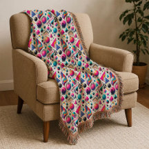Retro 90s Memphis Geometric Neon Bold Throw Blanke