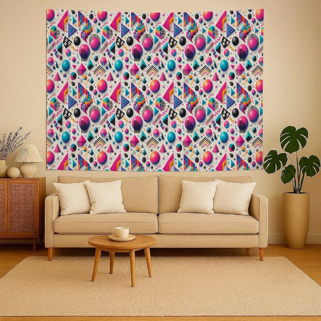 Retro 90s Memphis Geometric Neon Bold Wall Tapestr Tapestry (Retro 90s Memphis Geometric Neon Bold Wall Tapestry)