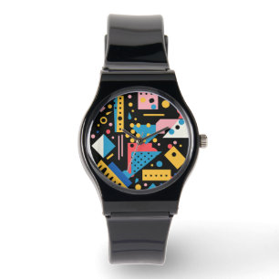 Retro 90s Memphis Style Geometric Abstract Graphic Watch