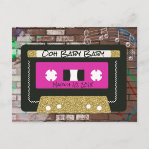 Retro 90's Mixtape Hip Hop Baby Shower Invitation Postcard