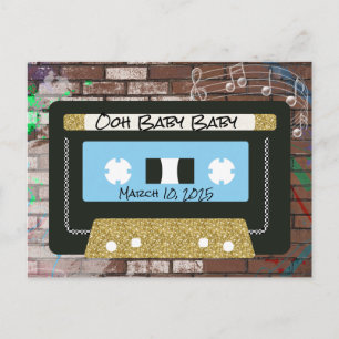 Retro 90's Mixtape Hip Hop BOY Shower Invitation Postcard
