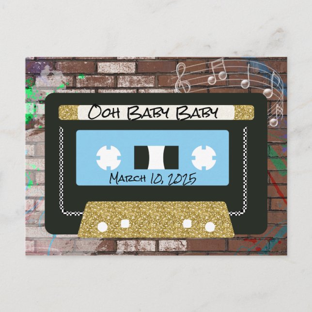 Retro 90's Mixtape| Hip Hop BOY Shower Invitation Postcard (Front)