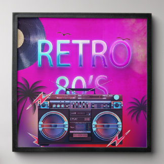 RETRO 90s Neon Cassette Wall Art – Vintage Music P Peel And Stick Photo Tile