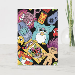 Retro 90s Nostalgia Doodle Pattern Toy and Tech Card