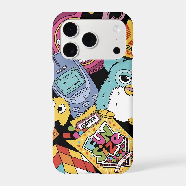 Retro 90s Nostalgia Doodle Pattern Toy and Tech  iPhone Case (Back)