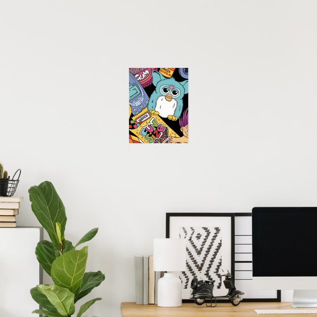 Retro 90s Nostalgia Doodle Pattern Toy and Tech  Poster (Home Office)