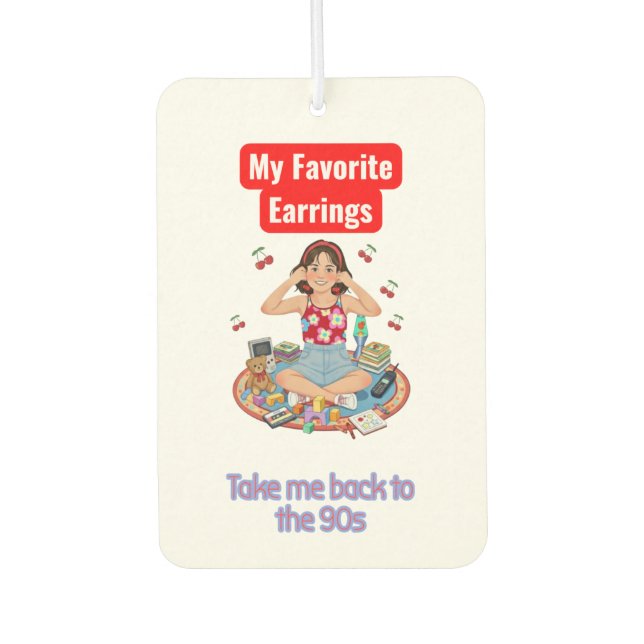`Retro 90s Nostalgia Girl Aesthetic Air Freshener (Front)