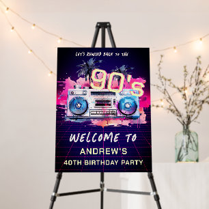 Retro 90's Party Birthday Welcome Foam Board