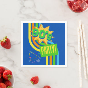 Retro 90's Party Bright Blue Nostalgic Birthday Napkins