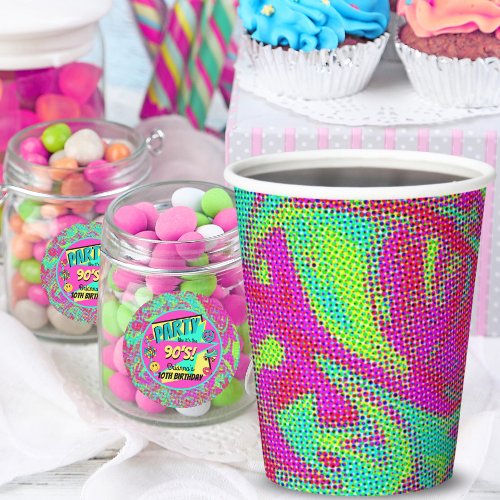 Retro 90s party colorful swirl paper cups