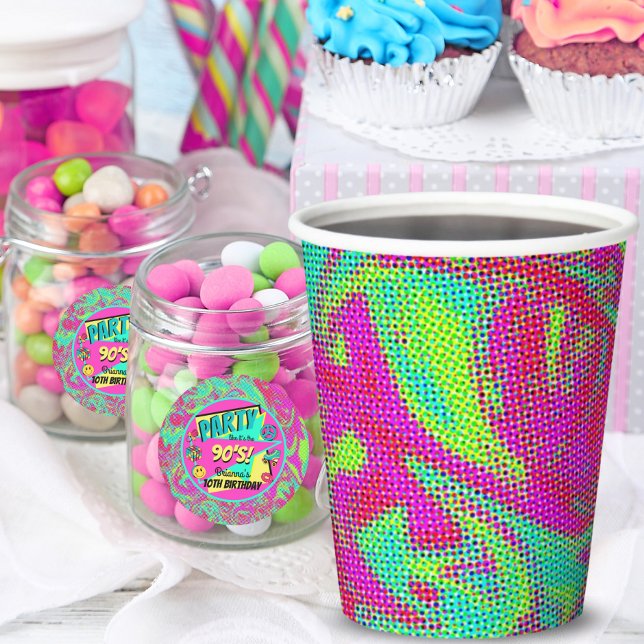 Retro 90's party colorful swirl paper cups (Creator Uploaded)