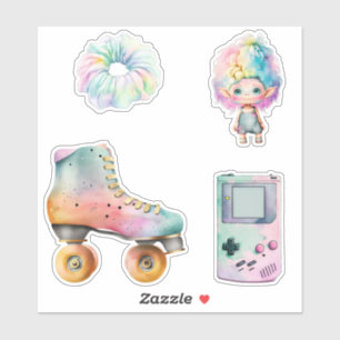 Retro 90s Pastel Nostalgic 80s, 90s Roller Skate Sticker
