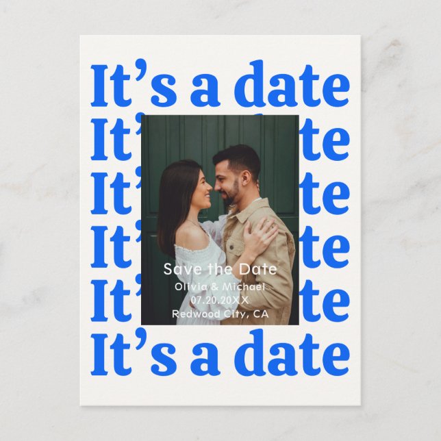 Retro 90s Photo Wedding Save The Date Announcement Postcard (Front)