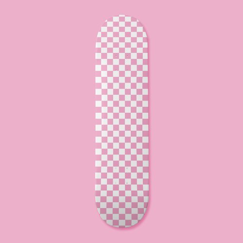 Retro 90s Pink Checkered Pattern Checkerboard Skateboard