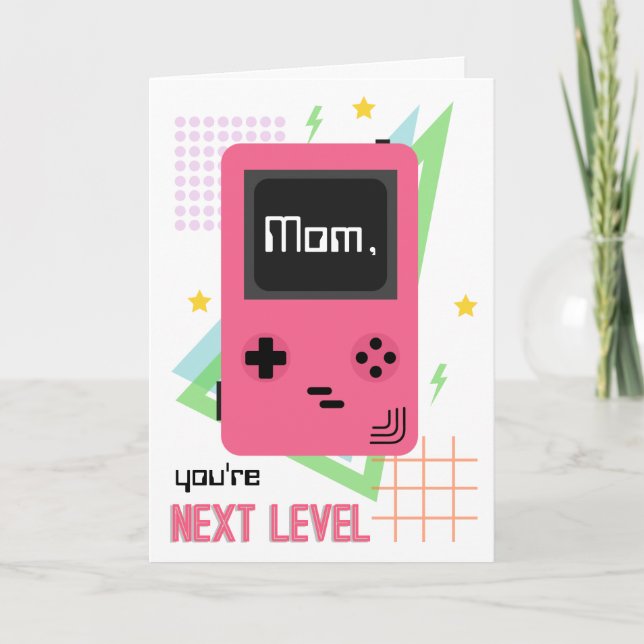 Retro 90's Pink Video Game Mother's Day Card (Front)
