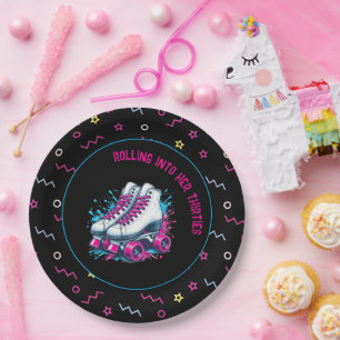 Retro 90s Roller Skating Party Paper Plates