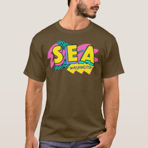 Retro 90s Seattle SEA Rad Memphis Style 90s Vibes T_Shirt
