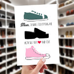 Retro 90's Shoes Throwback Mother's Day Card<br><div class="desc">90's themed Mother's day card featuring illustrations of 90s sneakers and platforms sides,   text says,  "Mom,  thanks for loving me with all your (Heart) and sole."</div>