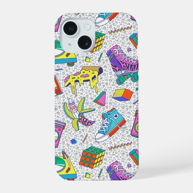 Retro 90s Skate Party Pattern Iphone Case (Back)