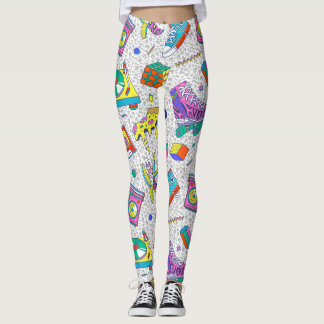 Retro 90s Skate Party Pattern Leggings
